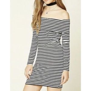 Striped off shoulder dress